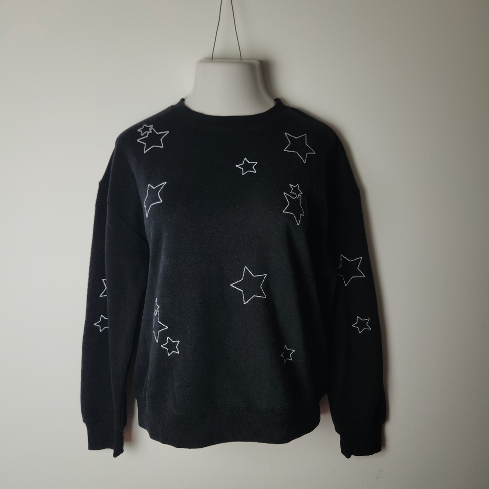 Reflex Black Embroidered Stars Sweatshirt L